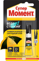 Клей универсальный секундный Супер МОМЕНТ водостойкий,  3г