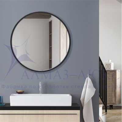 Зеркало АЛМАЗ-ЛЮКС бытовое в раме D800мм (черный матовый)