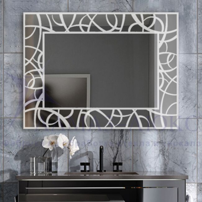 Зеркало АЛМАЗ-ЛЮКС 800*600 с шлиф.кромкой и худ.обработкой