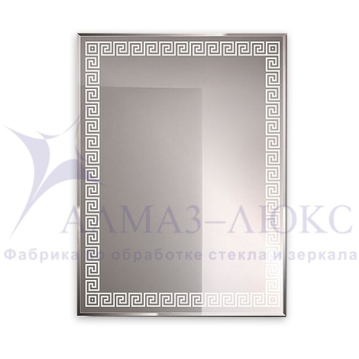 Зеркало АЛМАЗ-ЛЮКС 800*600 прям. с фацетом и песк. обр.