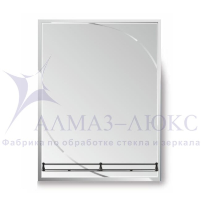 Зеркало АЛМАЗ-ЛЮКС 800*600 с фацетом,гравировкой и полкой